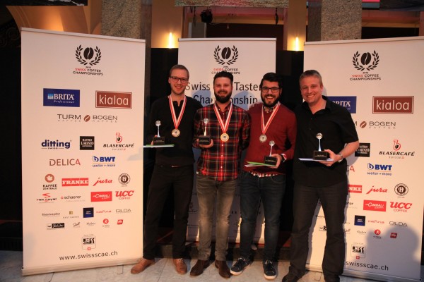 Die Finalisten von links. Jonas Iderbetzin (3.), Michal Otte (1.), Fabio Catalano (2.), Michel Gasser (4.)